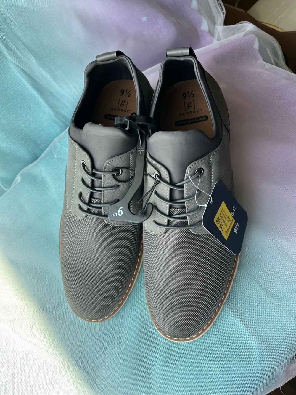 George Men's Gray Gary Memory Foam Lace-Up Sneakers Round Toe Casual Size 9.5